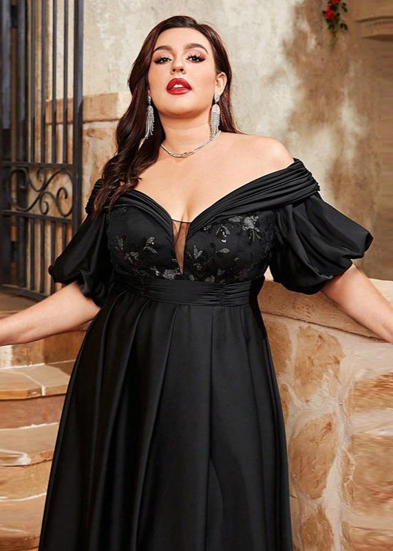 Midnight Enchantment Plus Size Satin Gown