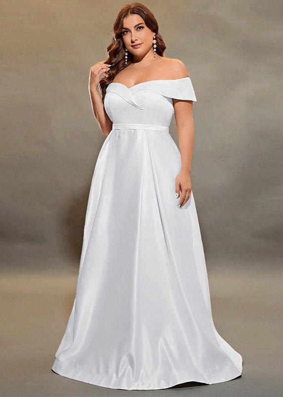 Classic Off-Shoulder  Plus Size Bridal Gown