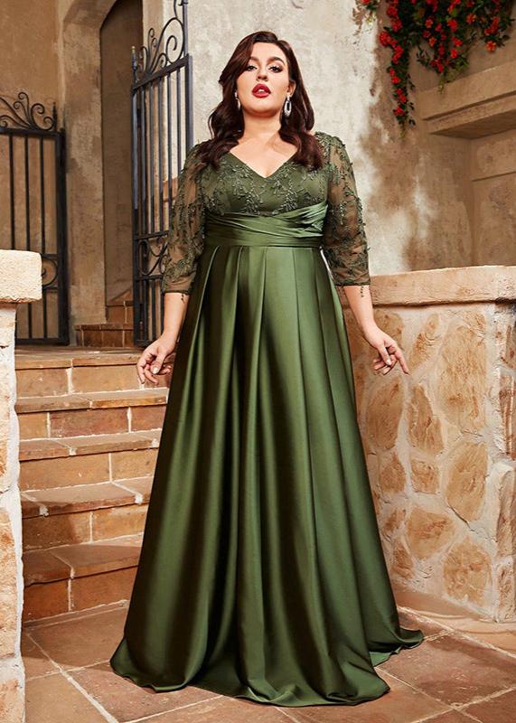 Enchanted Forest Embroidery Plus Size Evening Dress