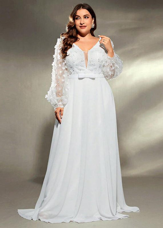 Enchanted Long-Sleeve Plus Size Wedding Dress