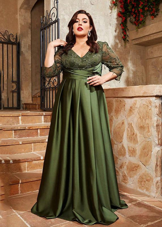 Enchanted Forest Embroidery Plus Size Evening Dress