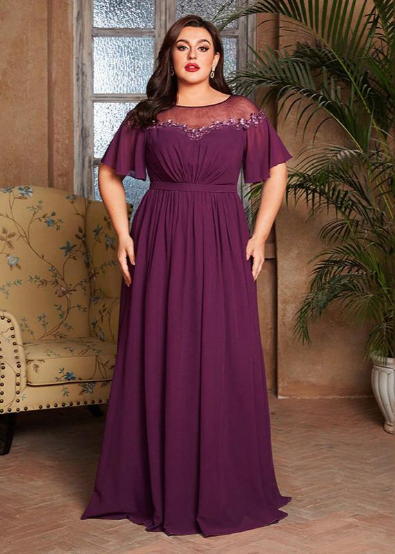 Regal Plum Elegance Plus Size Gown