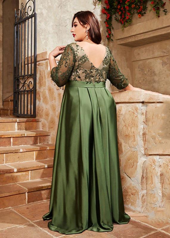 Enchanted Forest Embroidery Plus Size Evening Gown