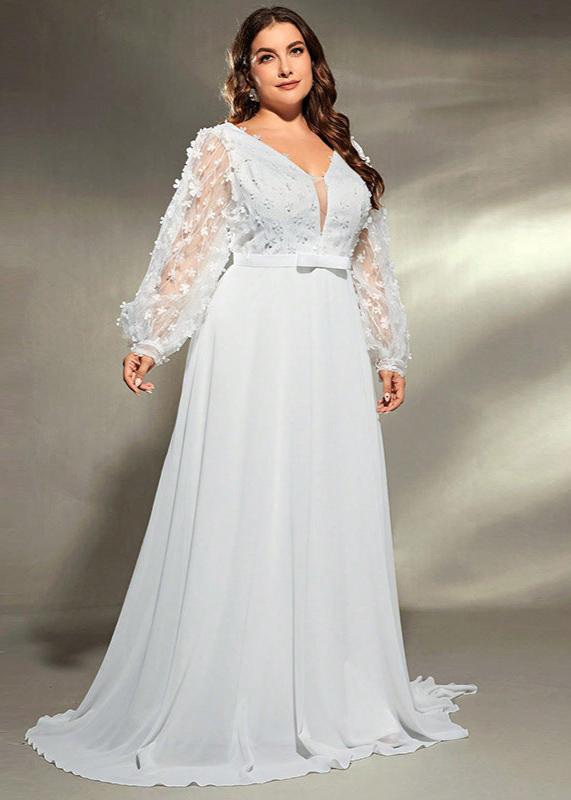 Enchanted Long-Sleeve Plus Size Wedding Dress