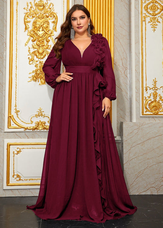 Plus-size Regal Burgundy Elegance Gown