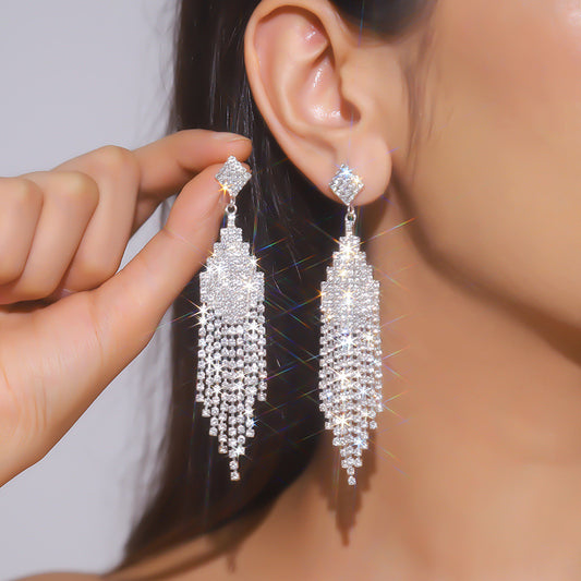 Diamond Delight Shimmering Tassel Earrings