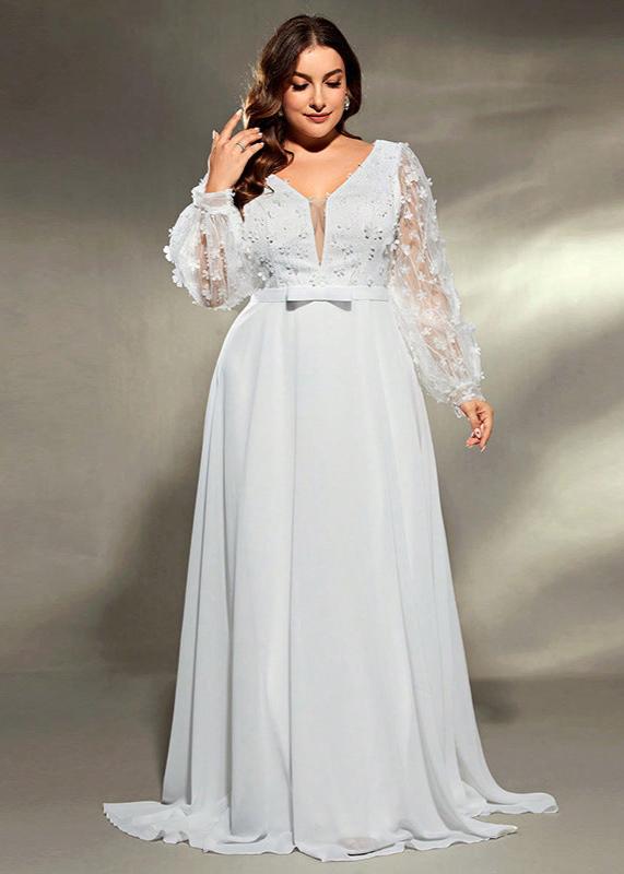 Enchanted Long-Sleeve Plus Size Wedding Dress