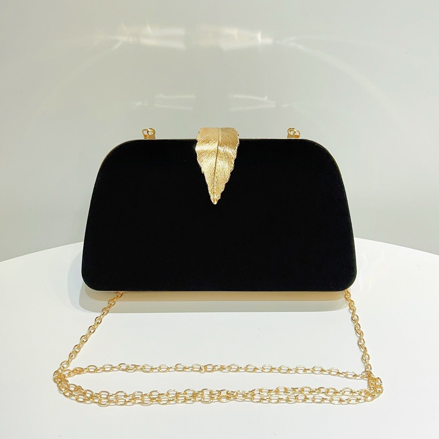 Elegant Velvet Touch The Golden Leaf Clutch