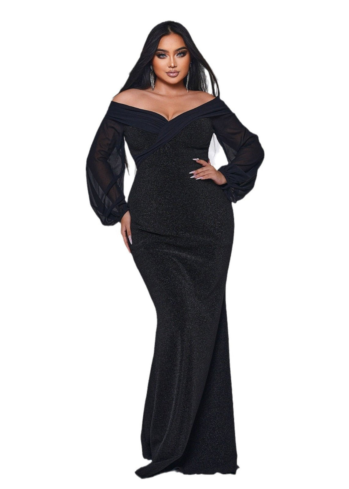 Plus-size Off Shoulder Mermaid Maxi Dress