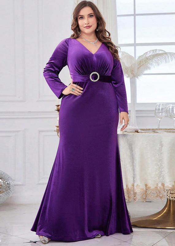 Enchanting Amethyst Velvet PLus Size Evening Gown