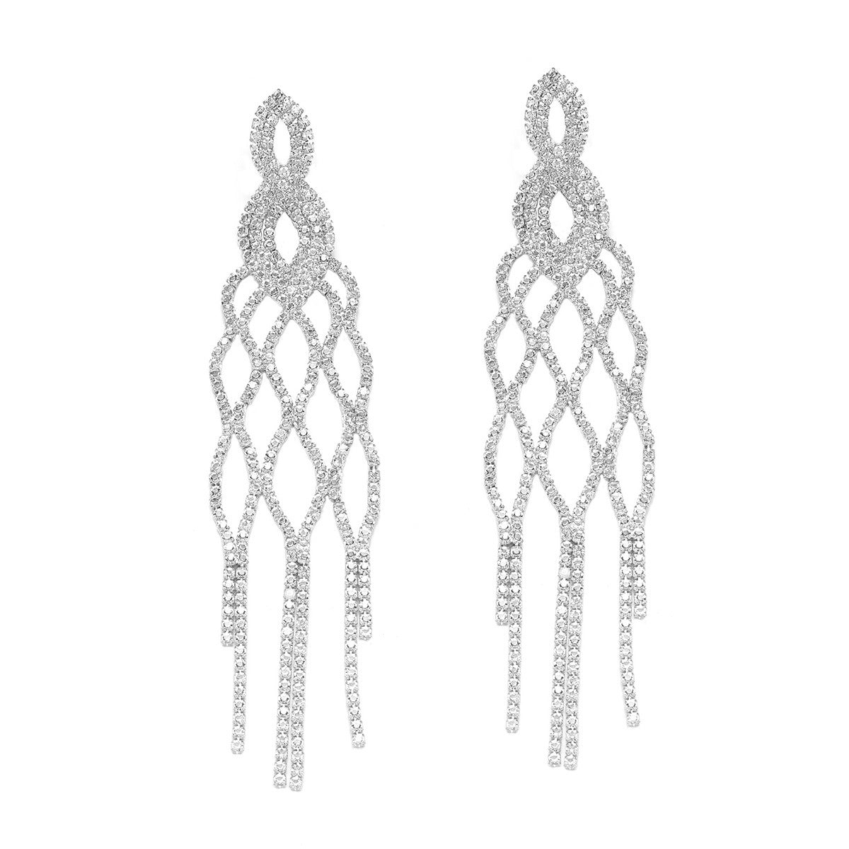 「Arctic Curve」Diamond Tassel Evening Earrings