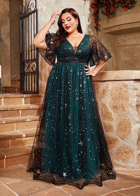 PLus Enchanted Forest Sparkling Evening Dress