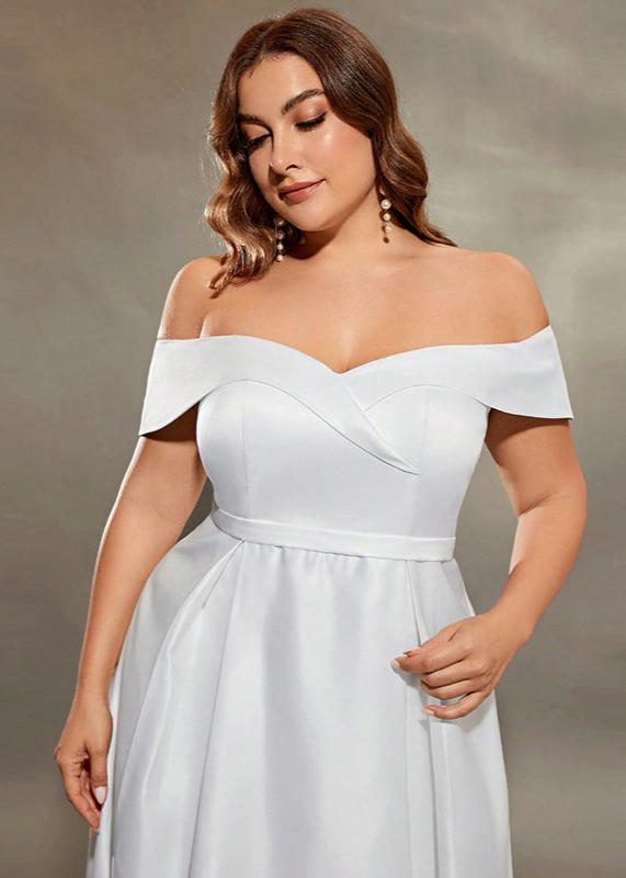 Classic Off-Shoulder  Plus Size Bridal Gown