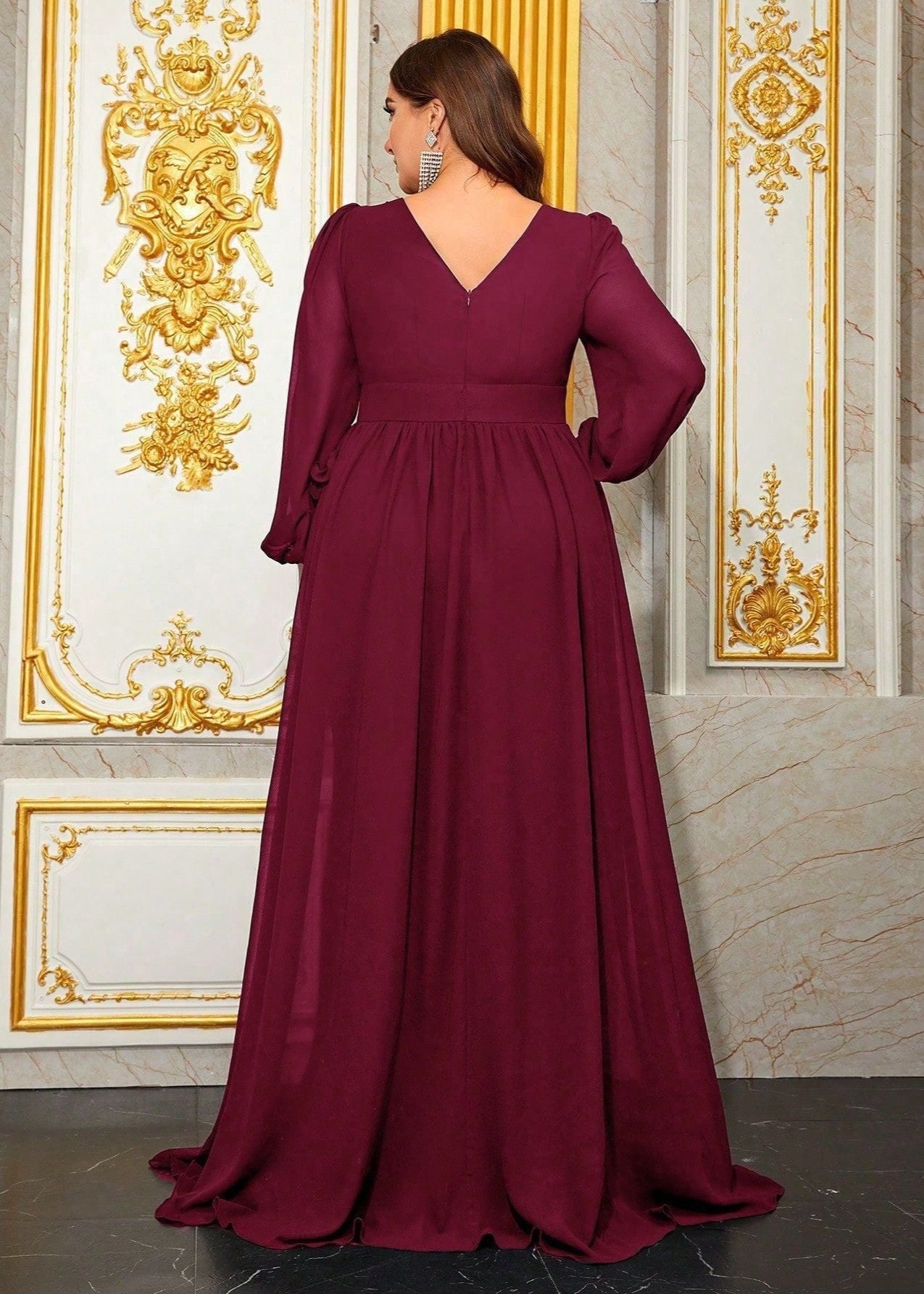 Plus-size Regal Burgundy Elegance Gown