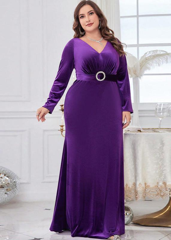 Enchanting Amethyst Velvet PLus Size Evening Gown