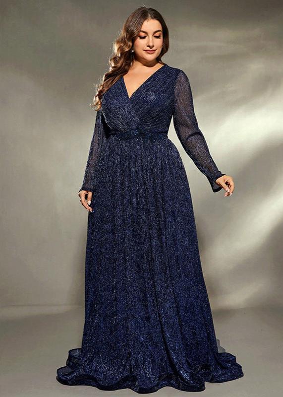 Midnight Sparkle Enchanting Navy Plus Size  Gown