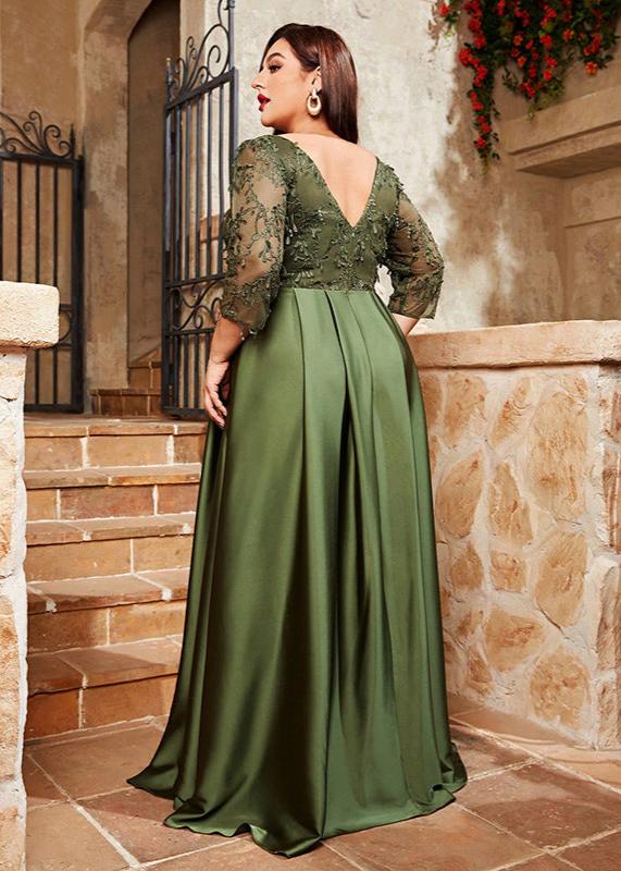 Enchanted Forest Embroidery Plus Size Evening Dress