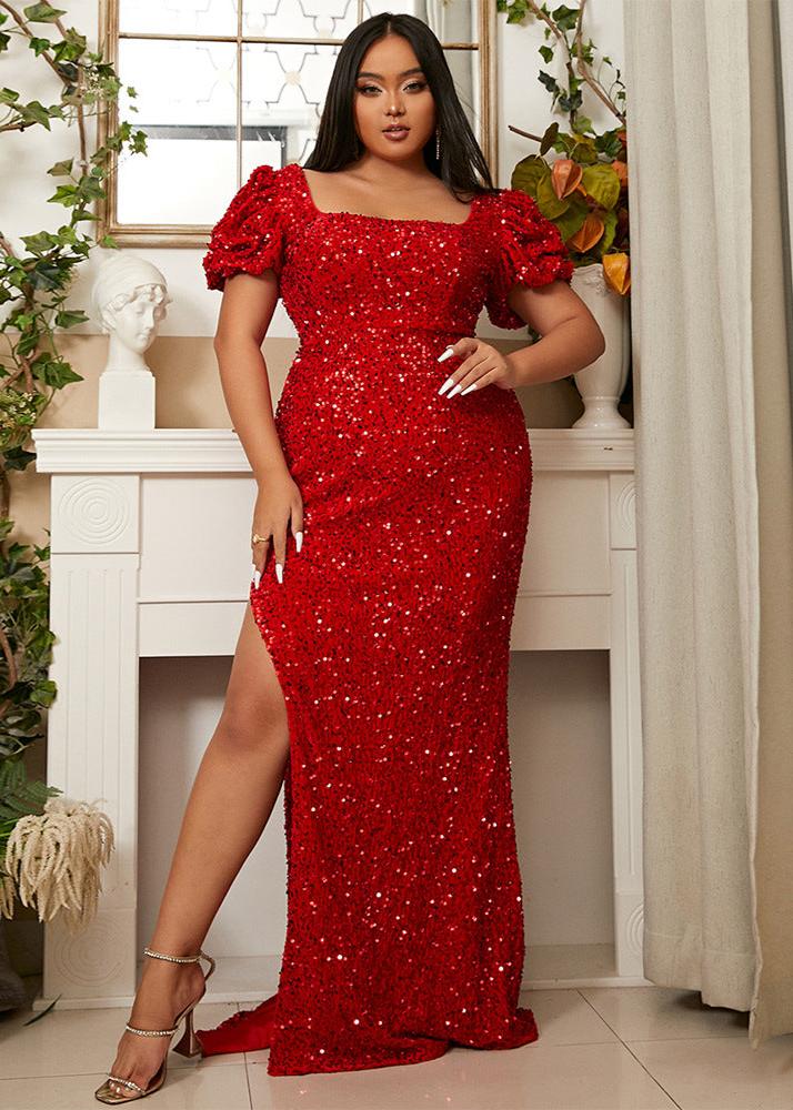 Scarlet Sparkle Plus Size Sequin Gown