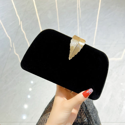 Elegant Velvet Touch The Golden Leaf Clutch