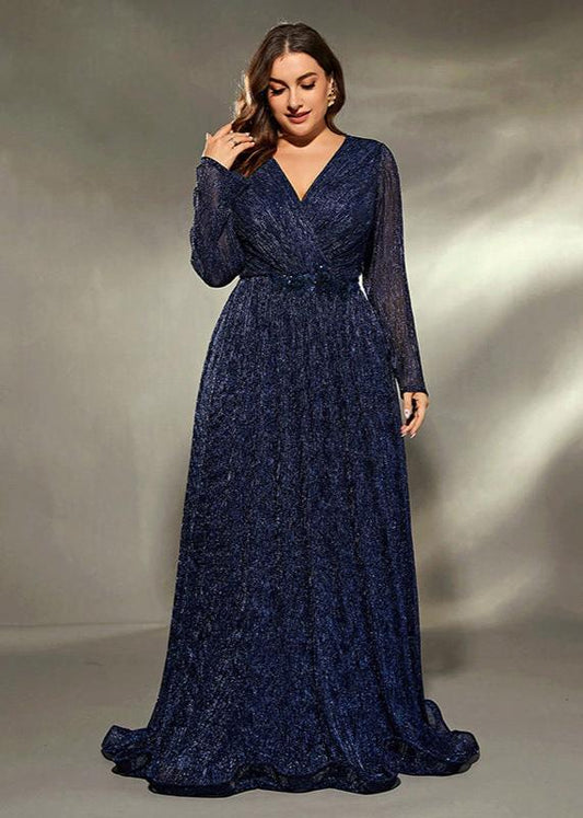 Midnight Sparkle Enchanting Navy Plus Size  Gown