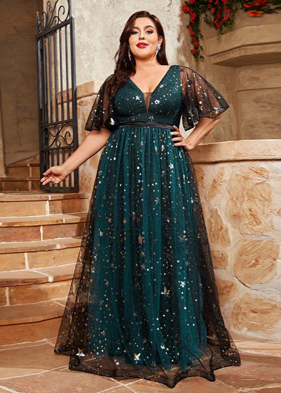 PLus Enchanted Forest Sparkling Evening Dress