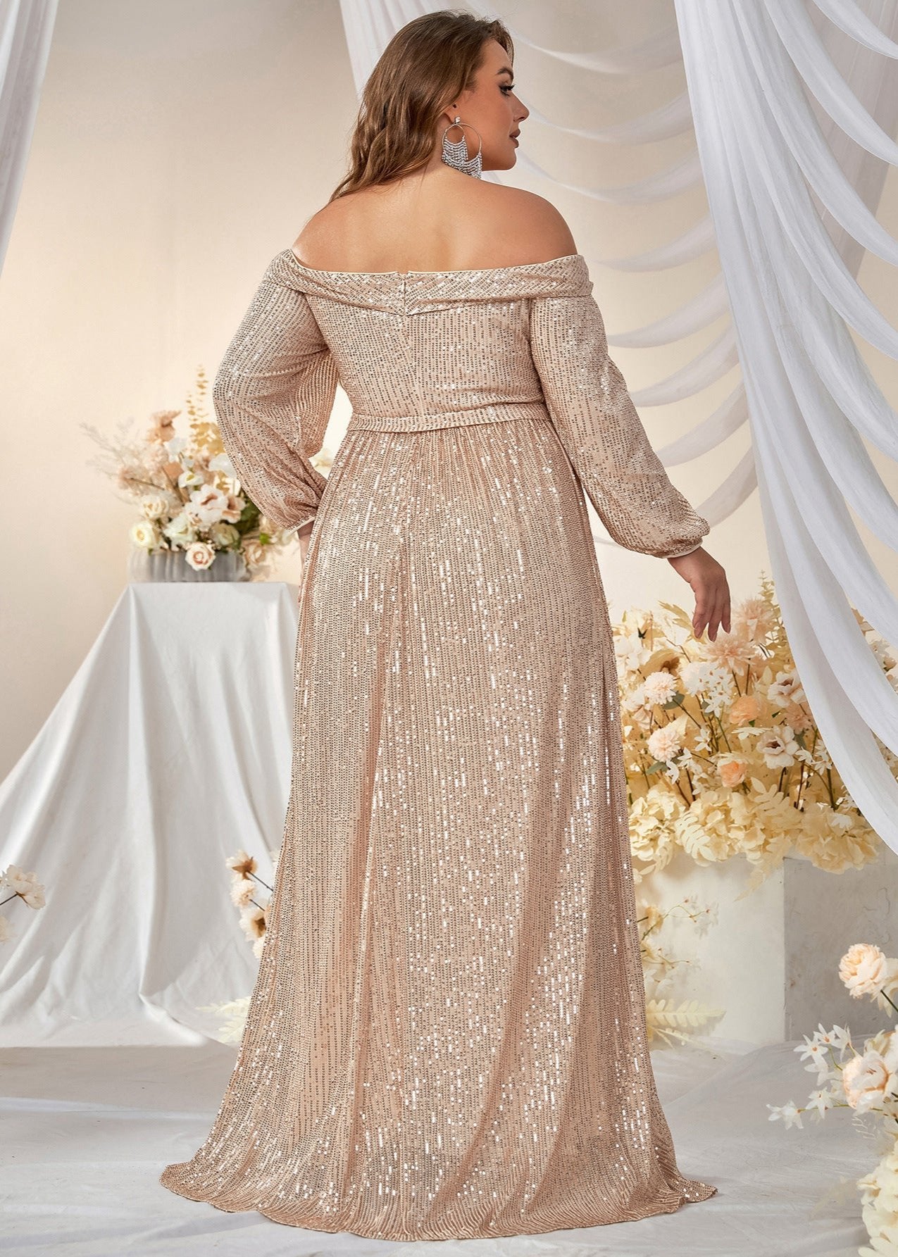 Starry Night Elegance Sequin Off-Shoulder Gown