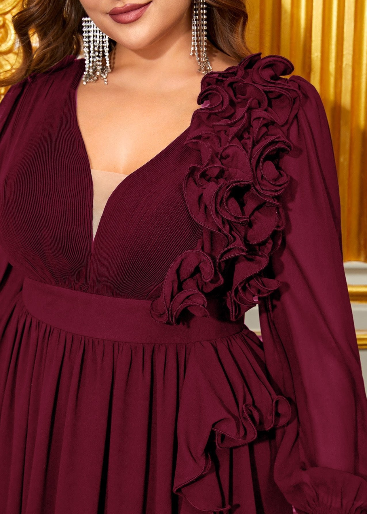 Plus-size Regal Burgundy Elegance Gown