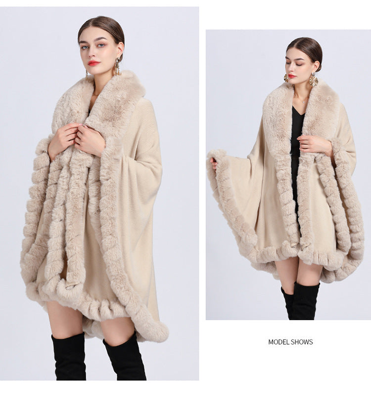 Winter Elegance Luxurious Faux Fur Trimmed Cape