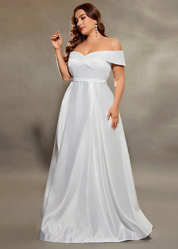 Classic Off-Shoulder  Plus Size Bridal Gown